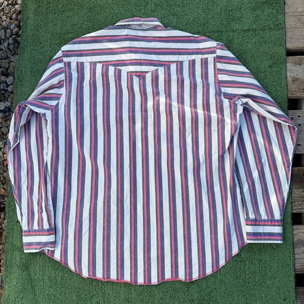 Wrangler Men's Brushpopper Striped Shirt - Pink Purple, White Western vintage XL - Picture 2 of 7